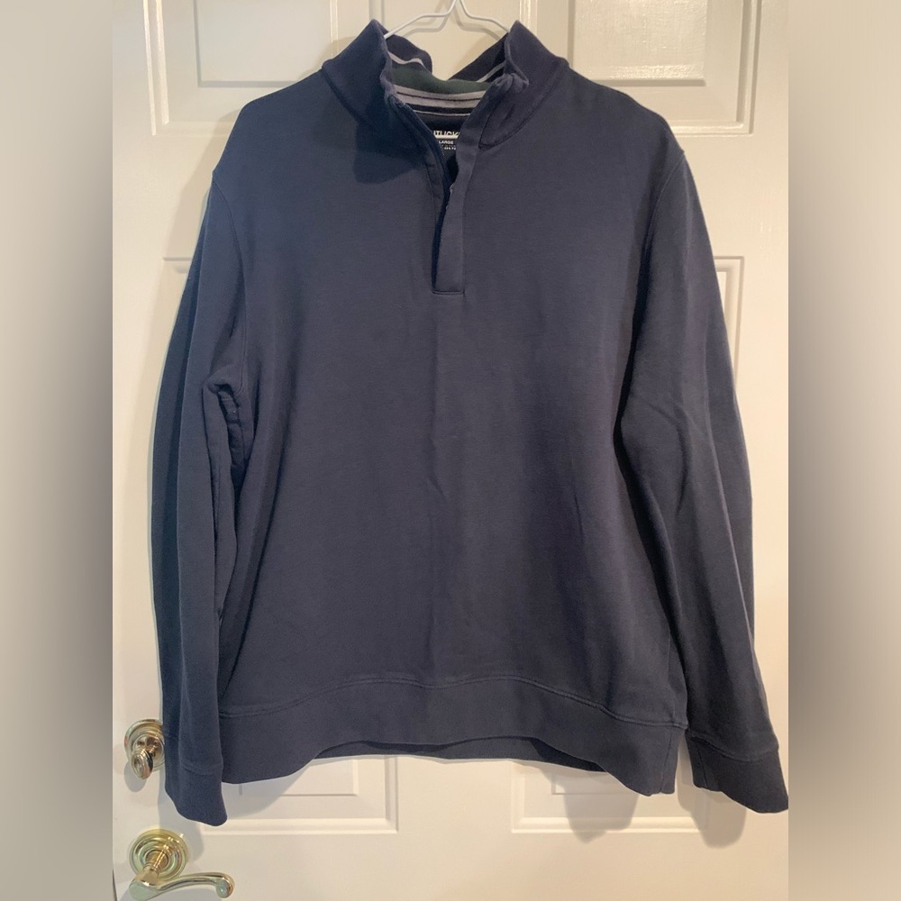 Untuckit Navy Quarter Zip Mock Neck Men's Pullover Size Large